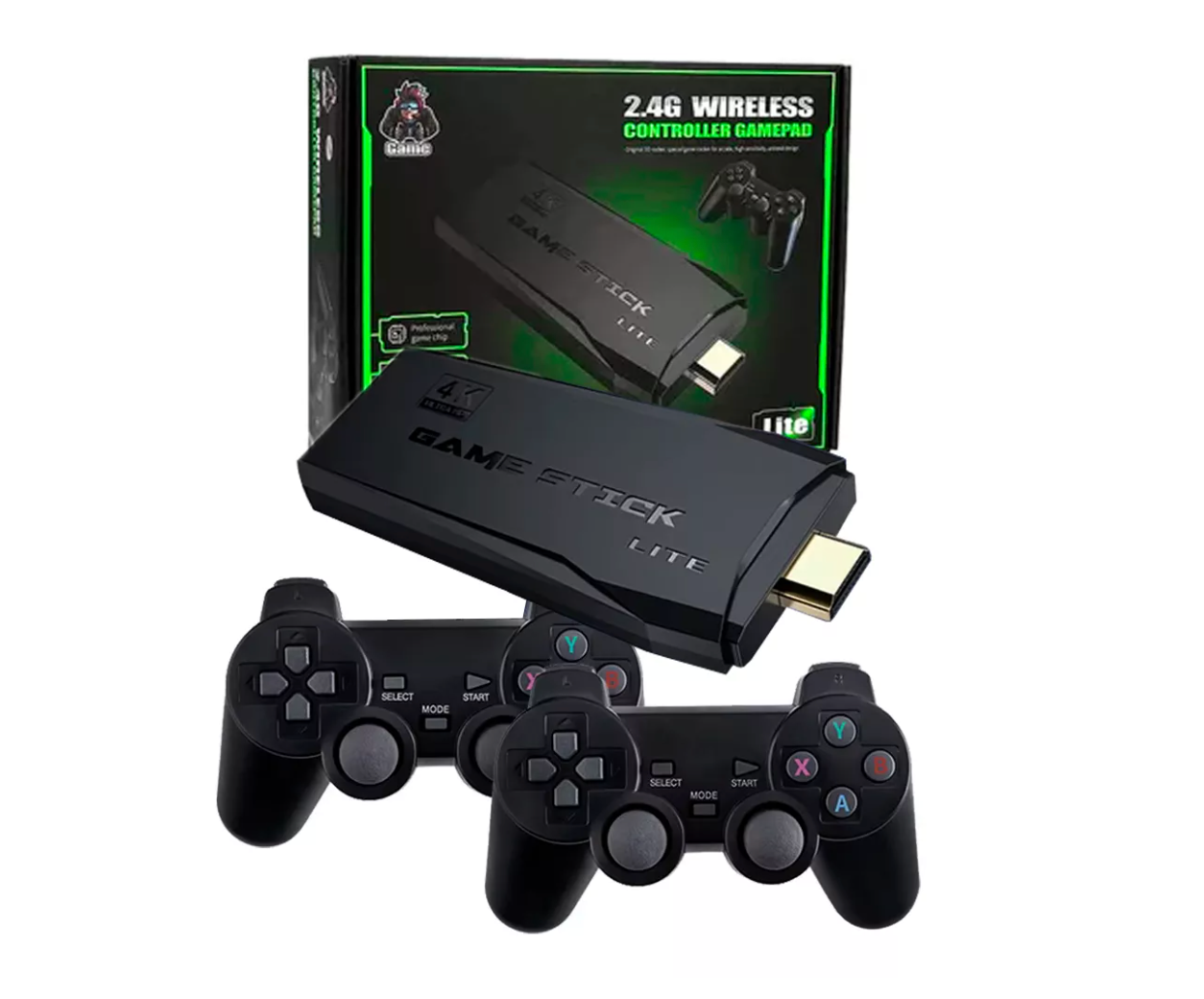 Consola de Juegos Retro con Dos Controles Inalámbricos – Negro